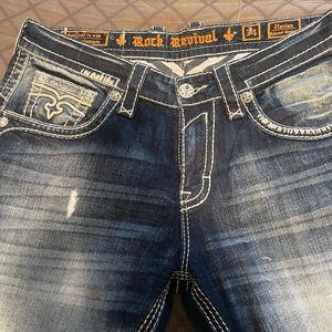 Men’s Rock Revival Jeans Flavian Relaxed Straight Size 34 W 30L